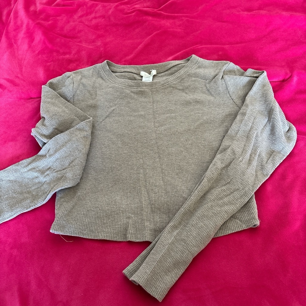 Bozzolo Taupe Ribbed Knit Top